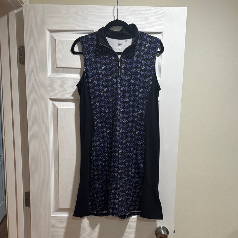 Sleeveless Black and Blue Patterned golf Dress